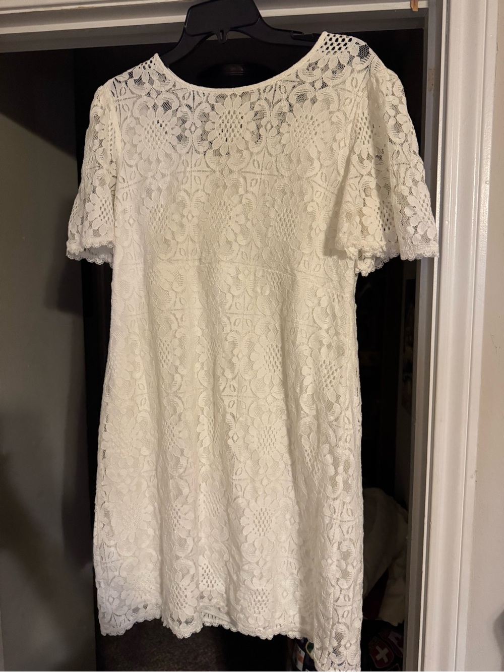 White Floral Lace Mini Dress - Women's Sz 16